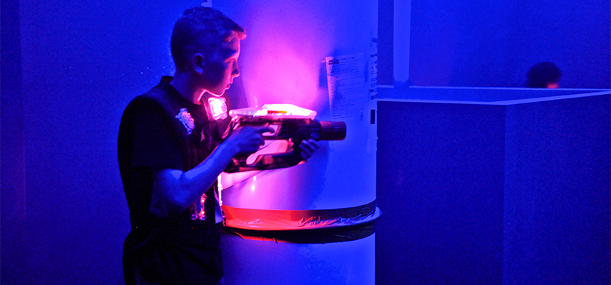 Young boy playing laser tag in Australia's largest indoor entertainment centre